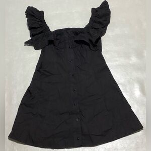 Black Ruffled Off-Shoulder Dress